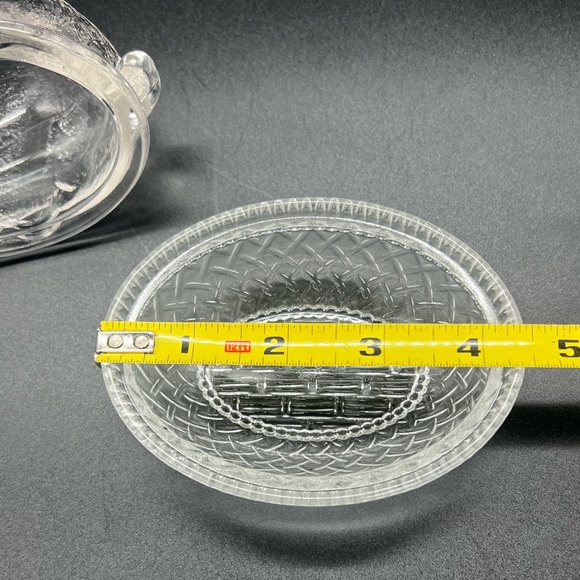 Vintage Imperial Lenox Glass Bunny Rabbit On Basket Candy Trinket Dish Box Lid - Picture 12 of 13